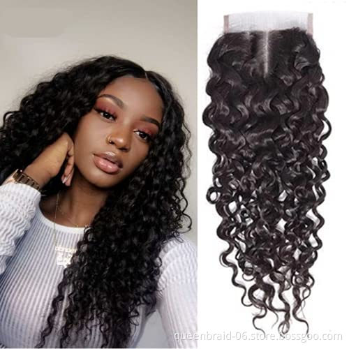 Water Wave Bundles With Closure Free Part Wet and Wavy Unprocessed Virgin Human Hair 100% Human Hair Extensions Water Wave
